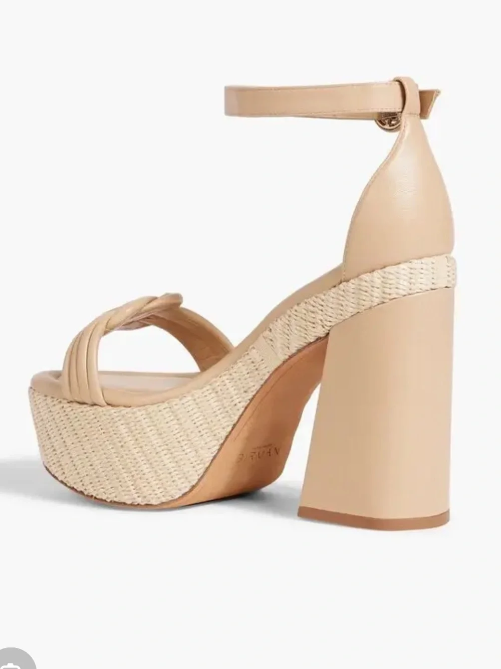 Alexandre Birman Vicky Leather Beige Leather Knot Ankle-Strap Platform Sandals
